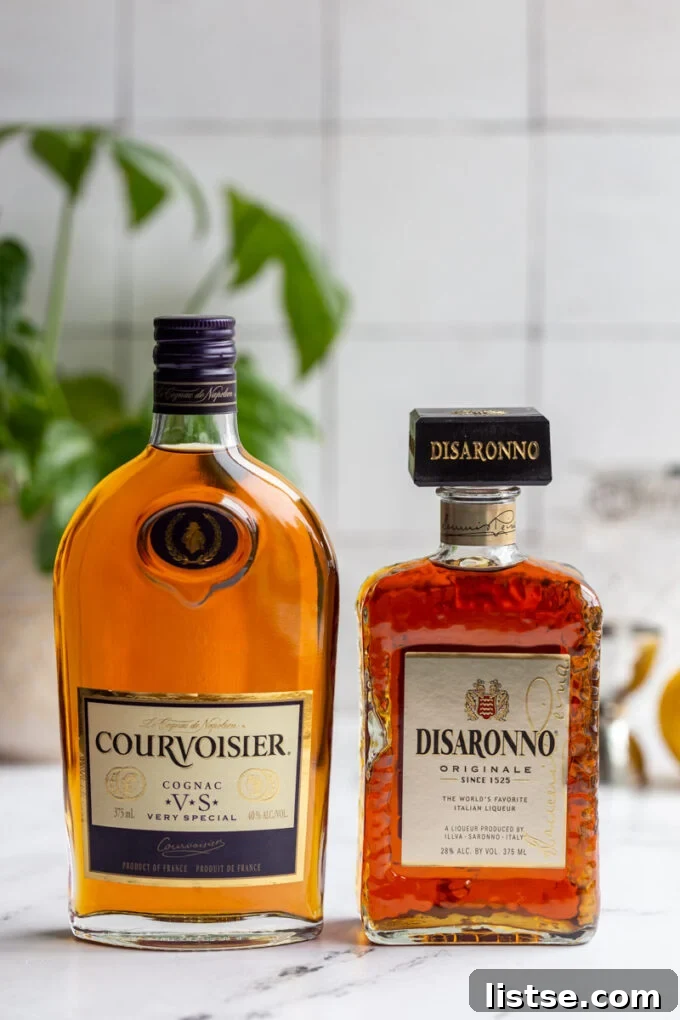bottles of cognac and amaretto