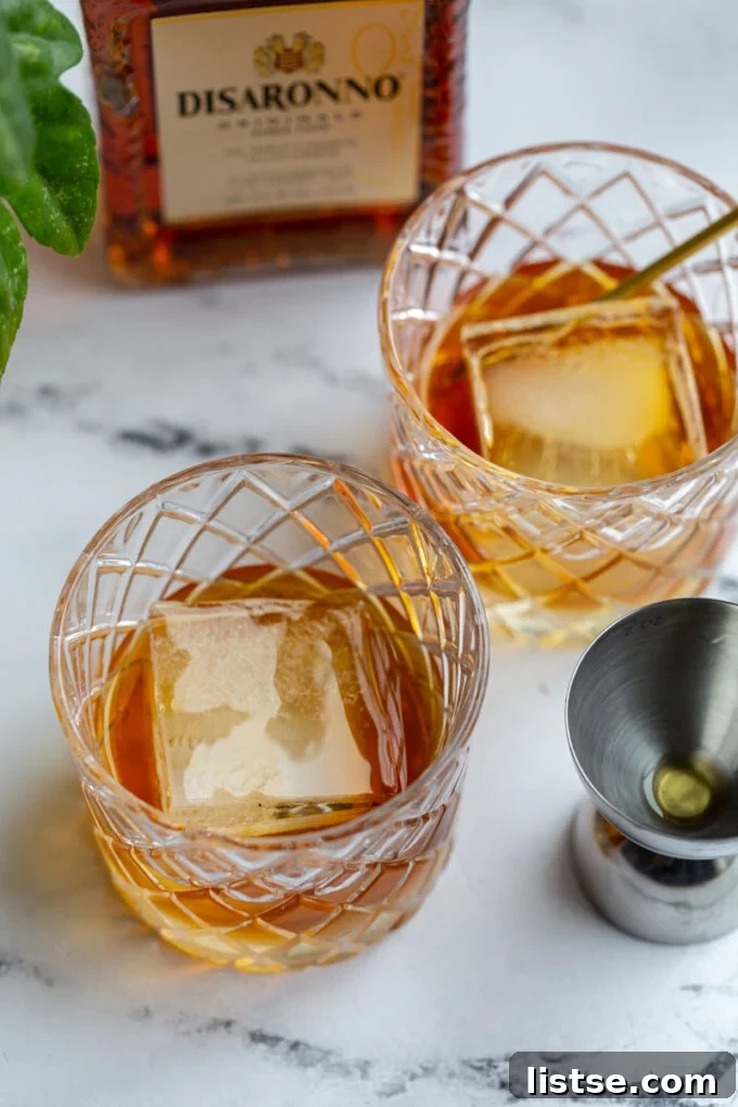 French connection drinks served in lowball glasses with ice