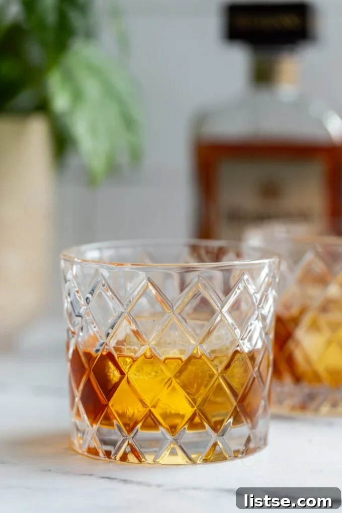 French connection cocktail served in a lowball glass