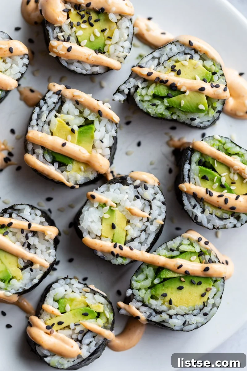 avocado rolls on a plate 