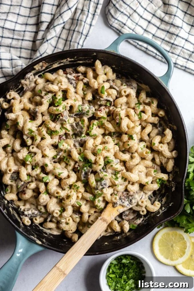 Plant-Based Pasta Delights 14 creamy pasta in a skillet