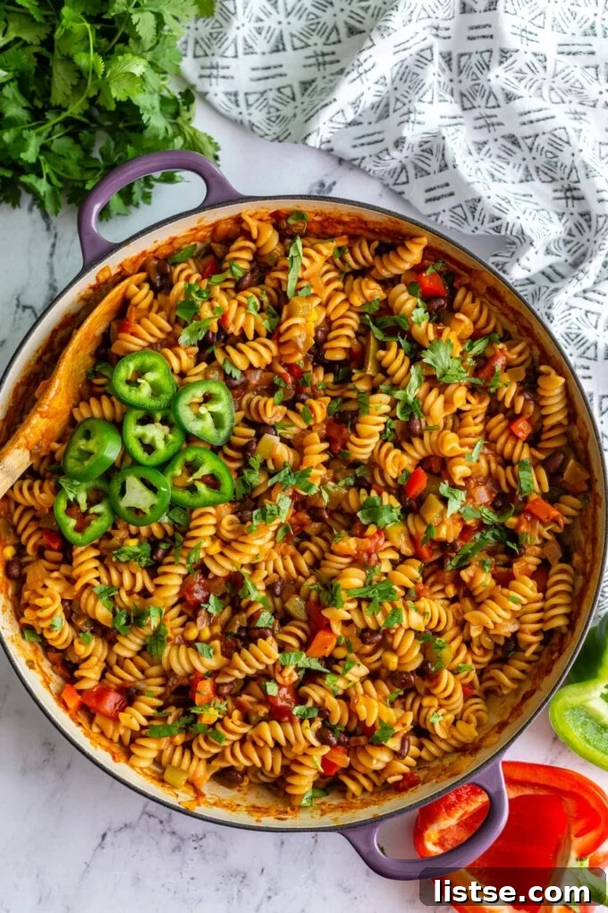 Plant-Based Pasta Delights 6 taco pasta salad in a large skillet