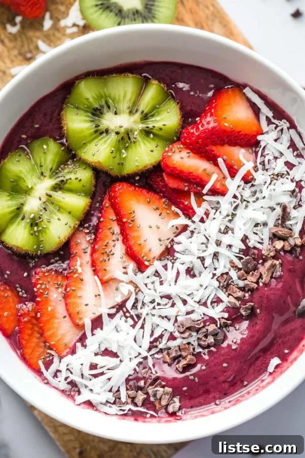 Appetizing A-Foods: A Culinary Exploration 4 acai bowl topped with kiwi, berries, and granola