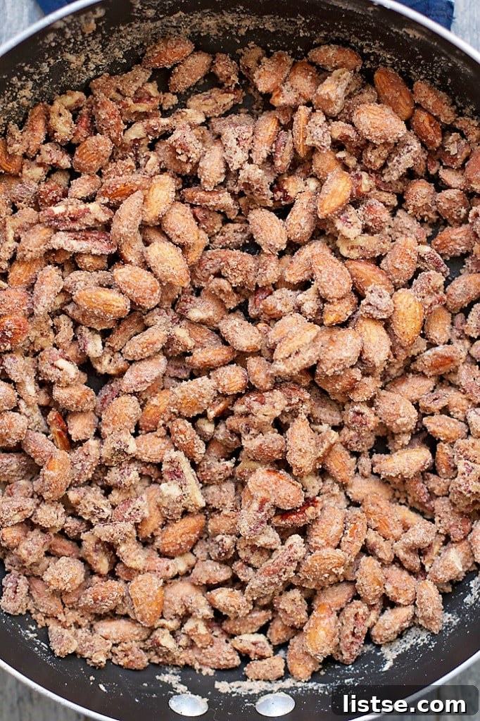 Appetizing A-Foods: A Culinary Exploration 6 sugared almonds and pecans in a pan