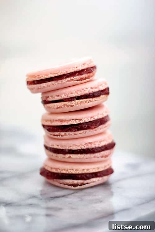 Colorful French macaroons in various pastel shades