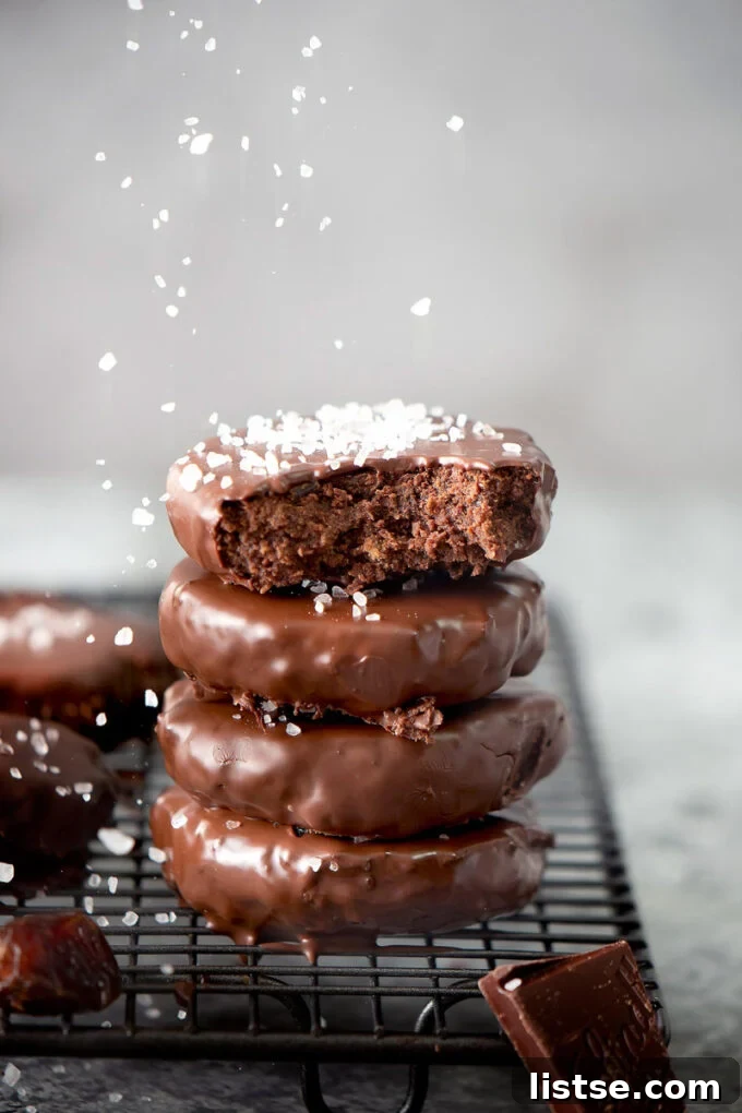 Festive Plant-Based Cookie Delights 9 Stack of rich, fudgy vegan brownie cookies