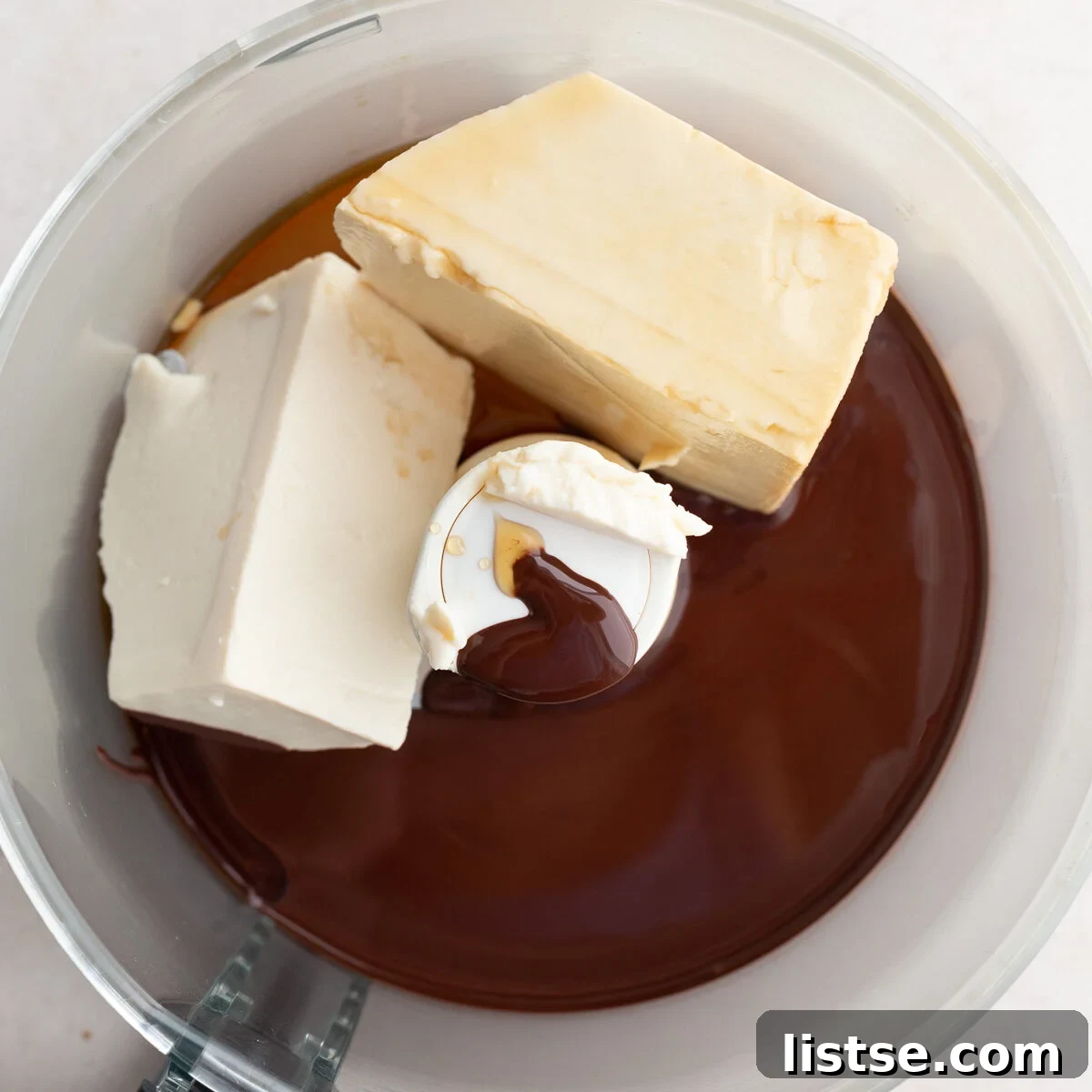 Dreamy Vegan Silken Tofu Chocolate Mousse 5 ingredients for tofu chocolate pudding in a food processor: silken tofu, maple syrup, melted chocolate