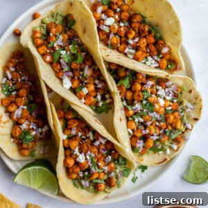 Spiced Chickpea Tacos 6 chickpea tacos served with lime wedge