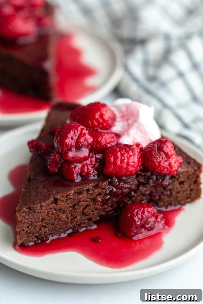 Decadent Red Wine Chocolate Cake 6 Another stunning shot of the vegan red wine chocolate cake, ready to be served.