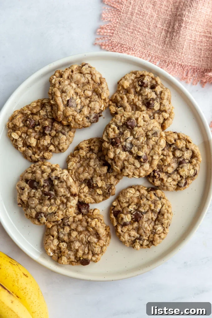 banana cookies served on a large white plate