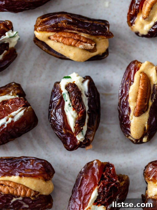 Close-up of delicious stuffed dates, offering a delightful combination of textures and flavors
