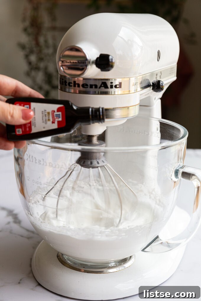 Step 3: Adding vanilla, cornstarch, and vinegar