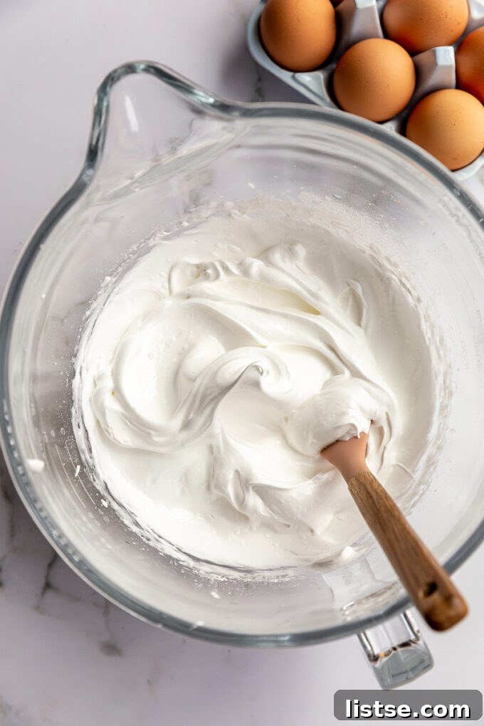 Step 4: Meringue showing stiff peaks