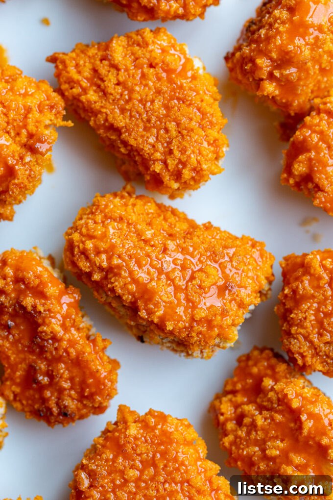 Crispy tofu nugget cut in half, showing the tender interior and golden crust.