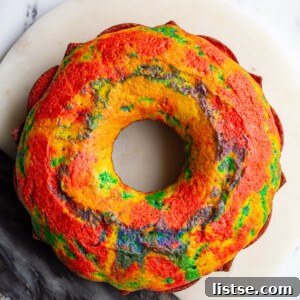 rainbow tidye bundt cake
