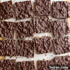 A square image of crunchy chocolate bars.
