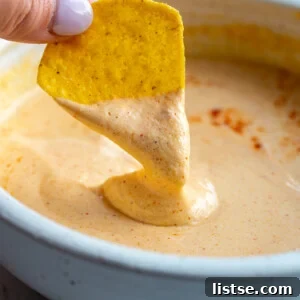 Creamy Cottage Cheese Queso served with tortilla chips