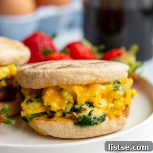A delicious English Muffin Breakfast Sandwich