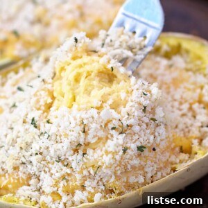 Twice Baked Spaghetti Squash Mac n' Cheese, a delicious and healthier alternative.