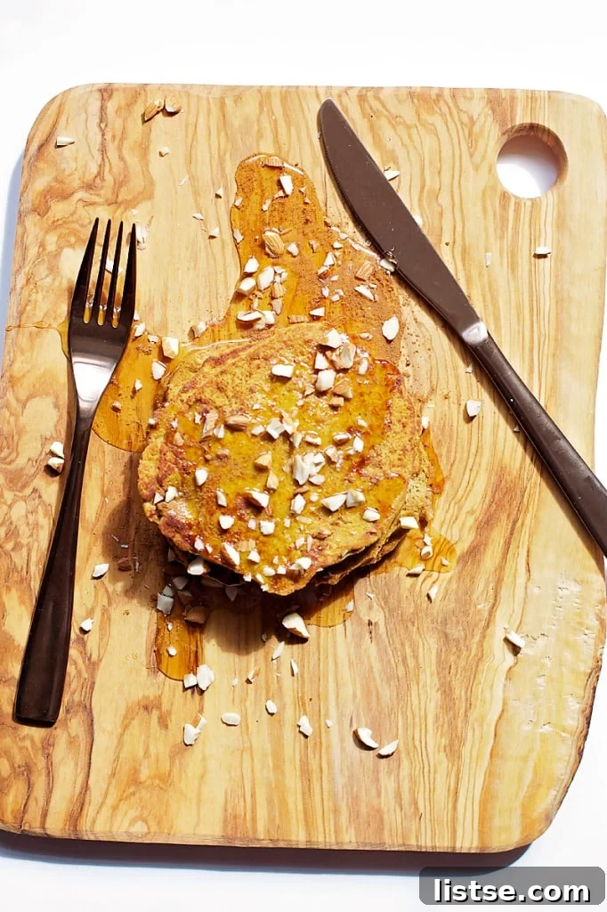 Spiced Pumpkin Protein Stacks 2 Delicious Stack of Pumpkin Protein Pancakes with Syrup