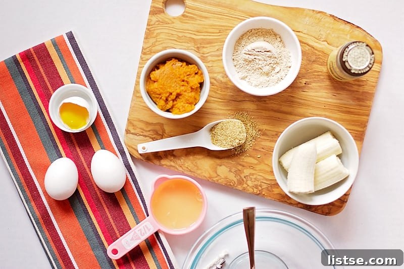 Spiced Pumpkin Protein Stacks 5 Ingredients for Pumpkin Protein Pancakes in bowls