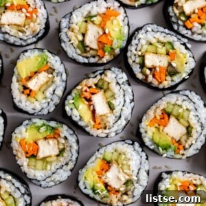 Easy Vegan Sushi rolls with various fillings.