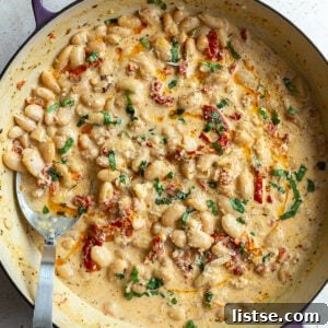 high protein marry me butter beans in a LARGE SKILLET