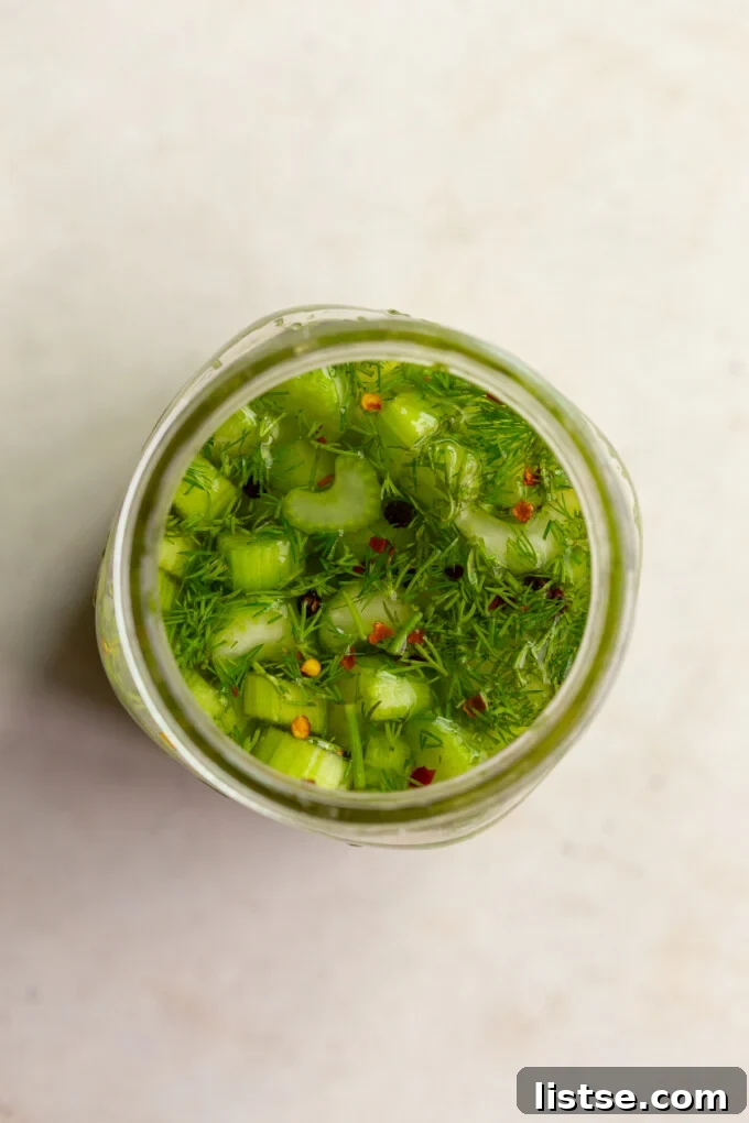 Close-up of freshly sliced celery ready for pickling.
