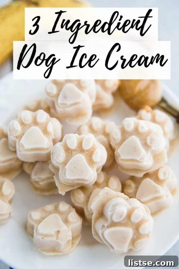 Stacked dog ice cream treats in paw shapes, with a blurred background