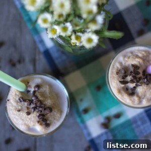 Coffee Protein Smoothie in a glass with a straw