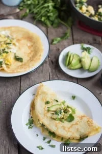Savory Breakfast Crepes with fresh ingredients, garnished
