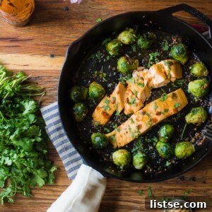 Sriracha Lime Salmon with Garlic Roasted Brussels Sprouts