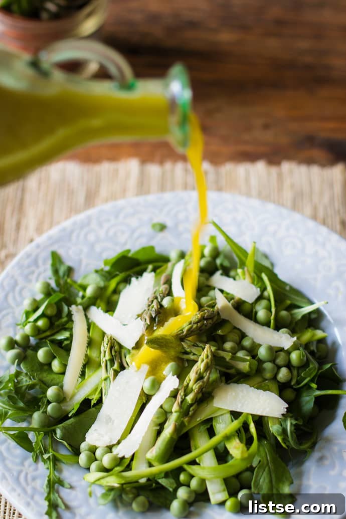 Evening in Bloom 16 A close-up of the completed Shaved Asparagus Spring Salad, ready to be served.