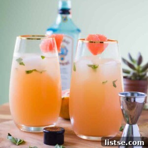 Southern Soiree Sips A Zesty Grapefruit Cocktail 2 Ginger Basil Grapefruit Gin Cocktail with garnish