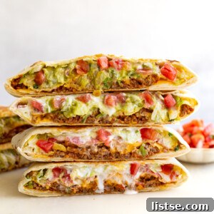 impossible meat crunchwrap supreme copycat from taco bell. 4 halves stacked on top of eachother