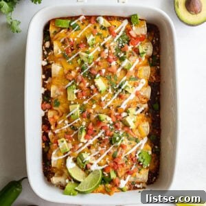 Weekly Meal Plan 23 4 Baked vegetarian enchiladas smothered in a rich red sauce and melted cheese, garnished with fresh cilantro.