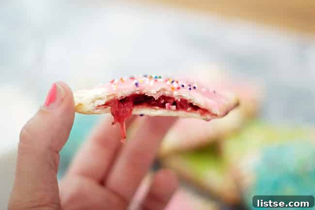 Close-up of freshly baked and glazed homemade pop tarts