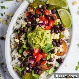 Chipotle-inspired vegan burrito bowl, ready in 30 minutes