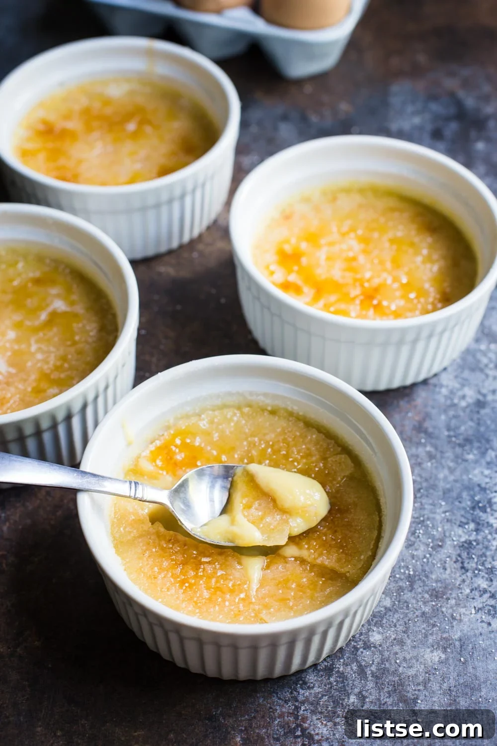 Dairy-Free Crème Brûlée made with coconut cream, a delicious and easy dessert.