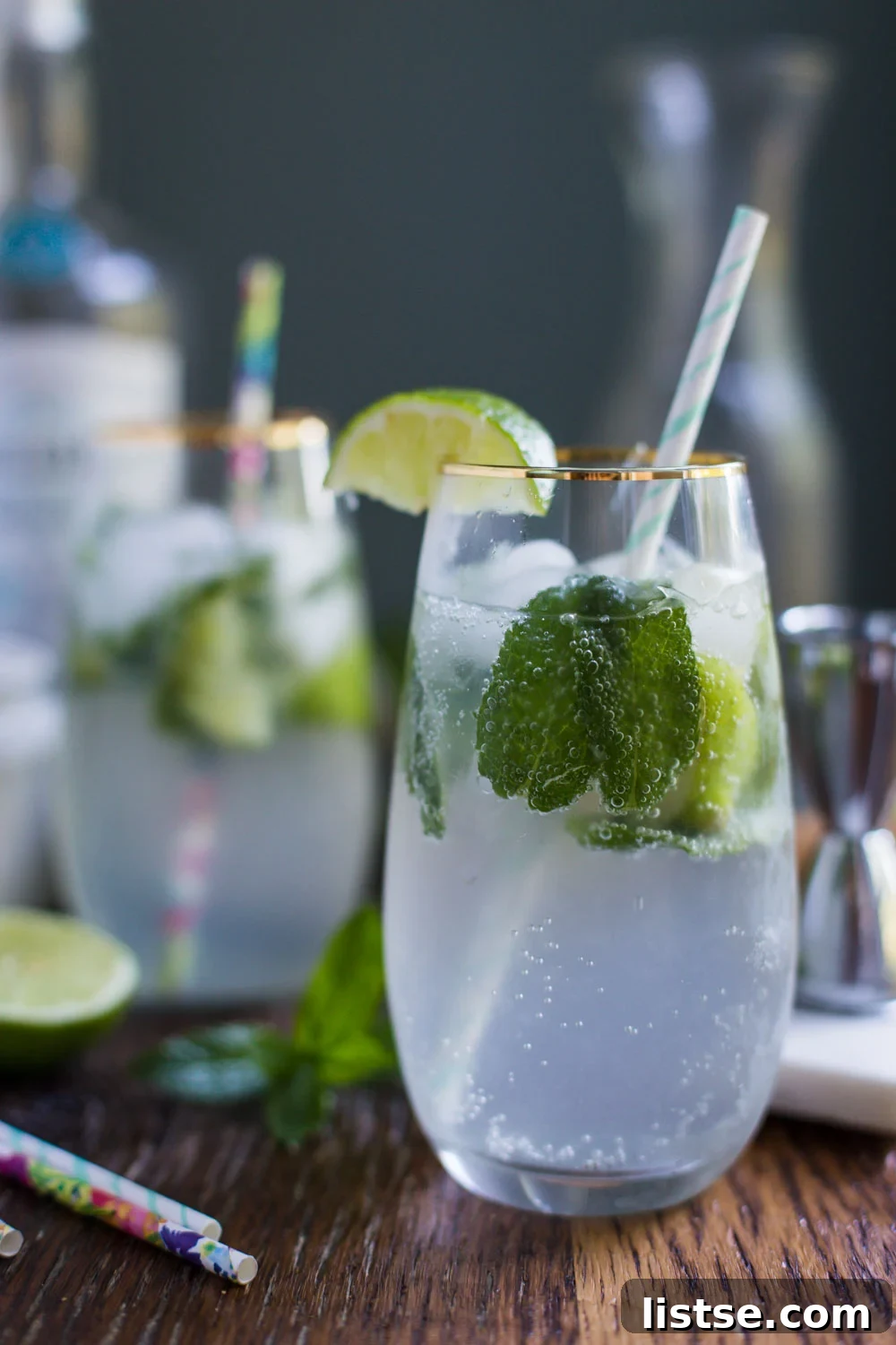 Stevia Sparkle Mojito 3 Close-up of Stevia Mojito with fresh mint and lime