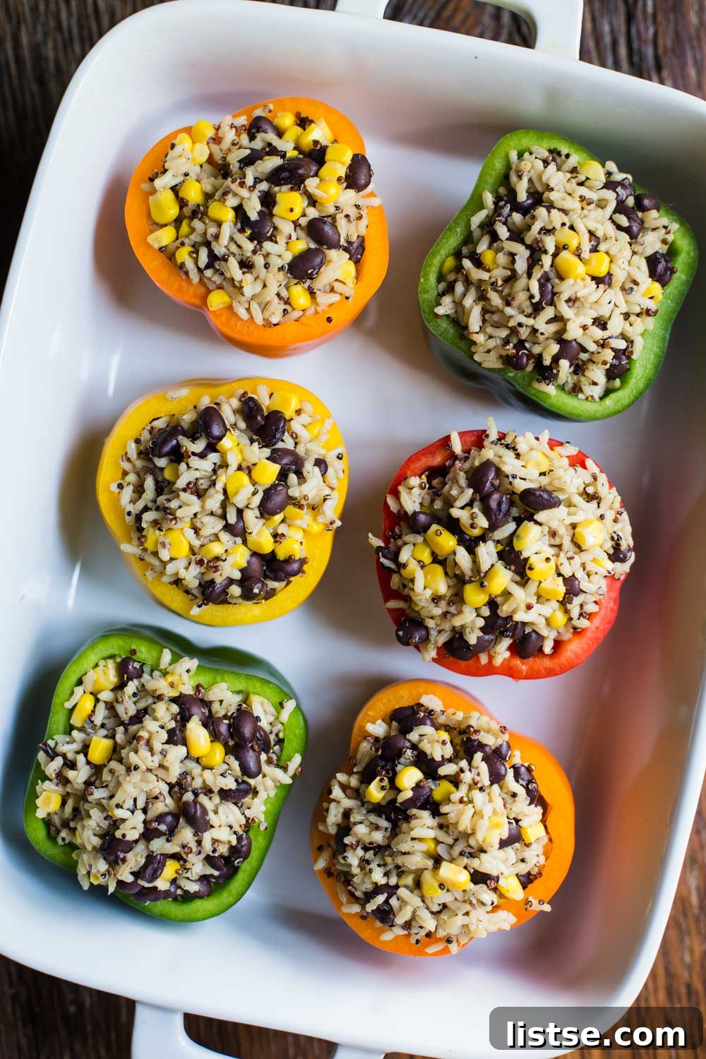 Loaded Burrito Stuffed Peppers 6 Burrito bowl mixture generously stuffed into halved bell peppers.