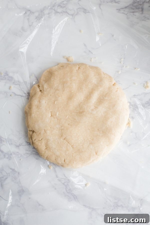 Preparing vegan pie dough in a food processor, showing the addition of ice water to bind the ingredients