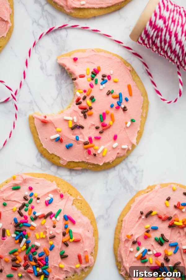 Plant-Based Sugar Cookies 2 A beautifully decorated vegan sugar cookie with vibrant frosting and sprinkles, showcasing its festive appeal.