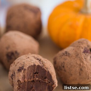 Dark Chocolate Pumpkin Truffles, ready to serve.