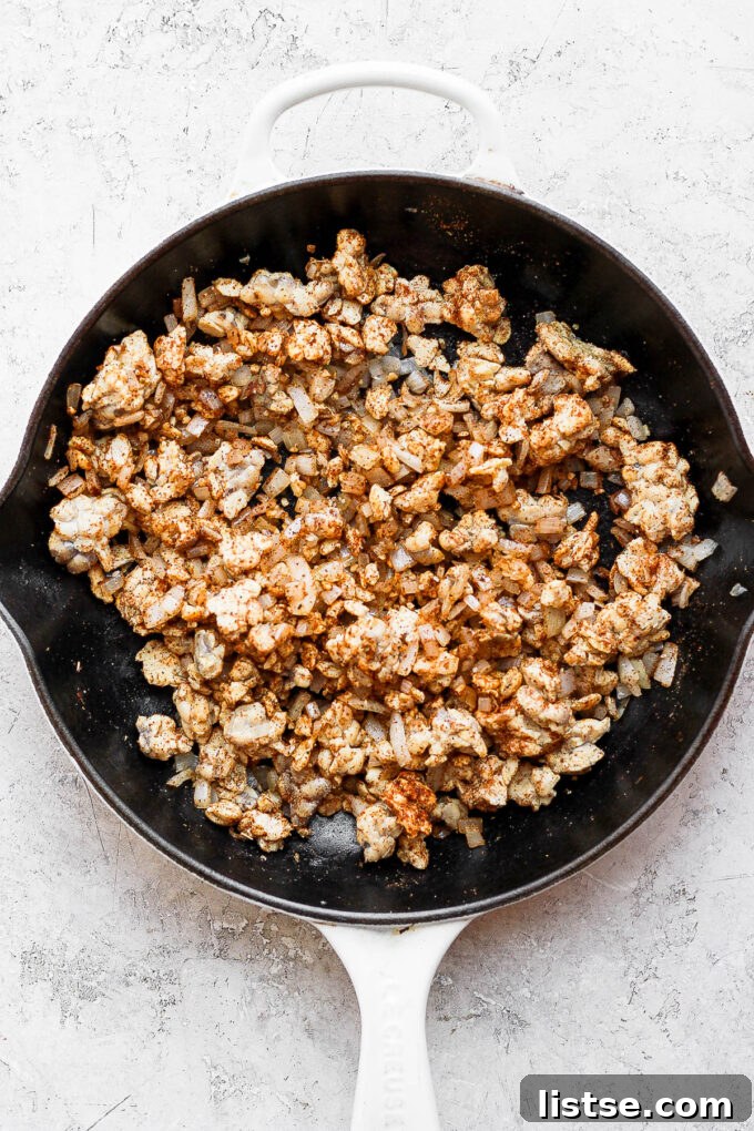 Crumbled tempeh texture, perfect for mimicking ground meat in taco recipes