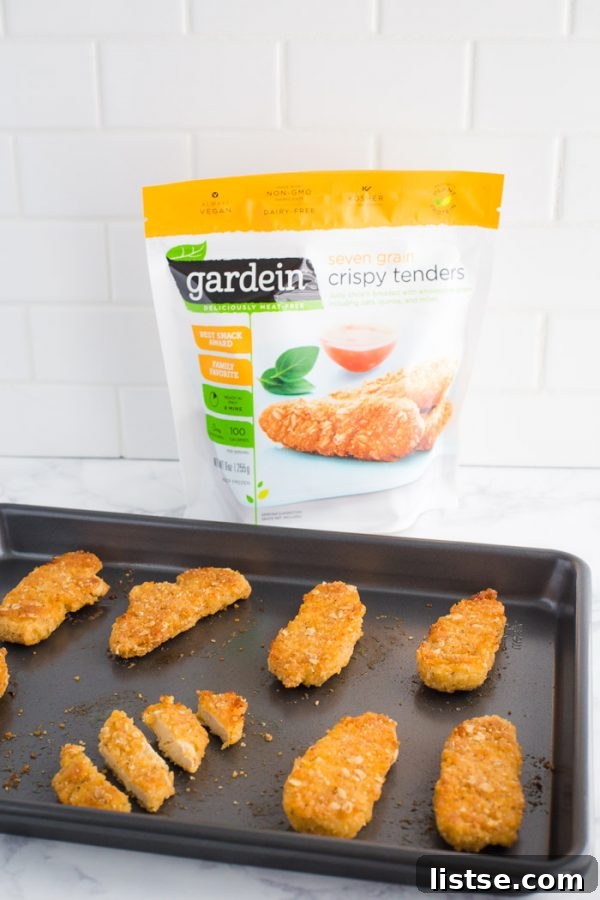 Crispy Vegan Chickn Tacos 6 Close-up of crispy Gardein tenders