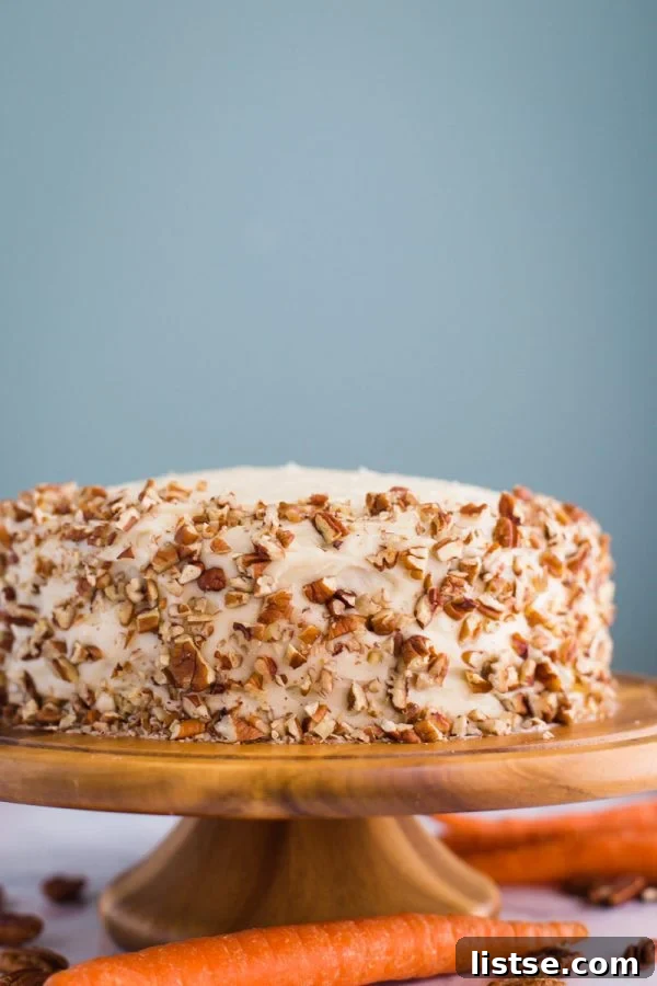 My Mother-In-Law's Foolproof Carrot Cake 6 Individual cake layers of the Easy Carrot Cake Recipe, stacked and ready for a generous layer of homemade cream cheese frosting.