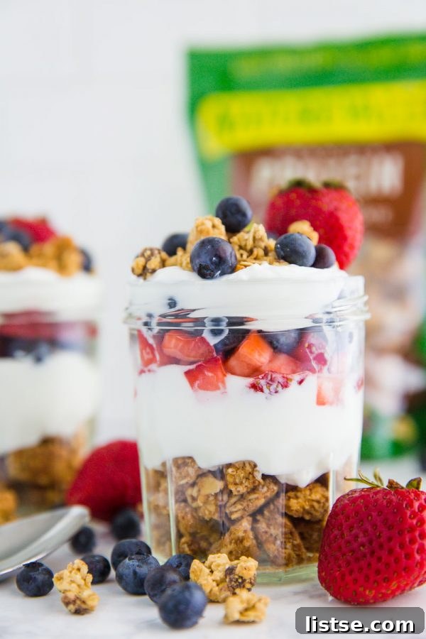 Smooth Moves Yogurt Parfait 2 Quick and easy On-the-Go Yogurt Parfaits, packed with Nature Valley granola, fresh berries, and creamy yogurt, perfect for a healthy snack.