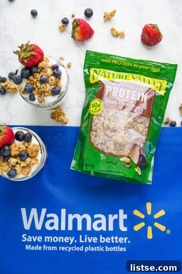 Smooth Moves Yogurt Parfait 5 Refreshing and healthy On-the-Go Yogurt Parfait layered with creamy yogurt, crunchy Nature Valley granola, and vibrant mixed berries.