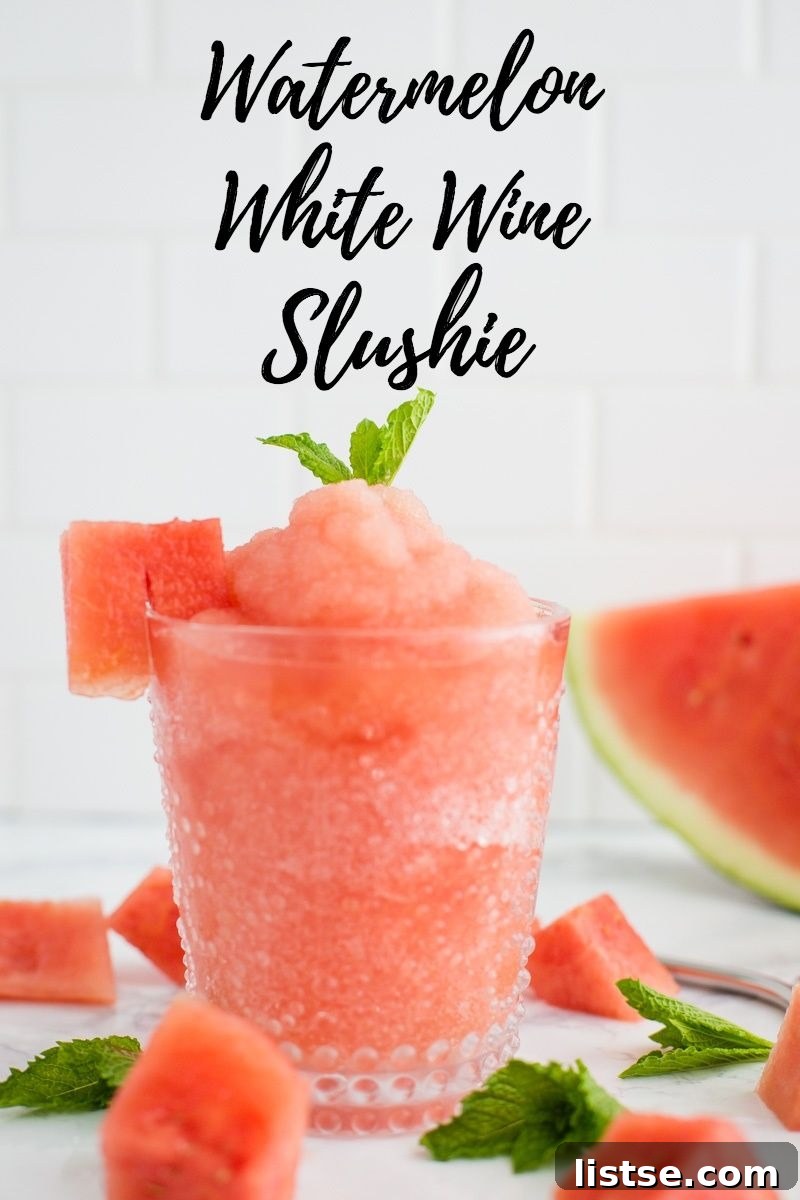 Watermelon White Wine Slushies in elegant glasses